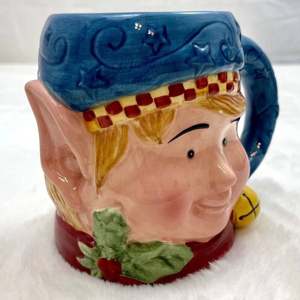 Tis The Season Christmas Elf Large Ceramic Coffee Mug 20oz Hat Handle